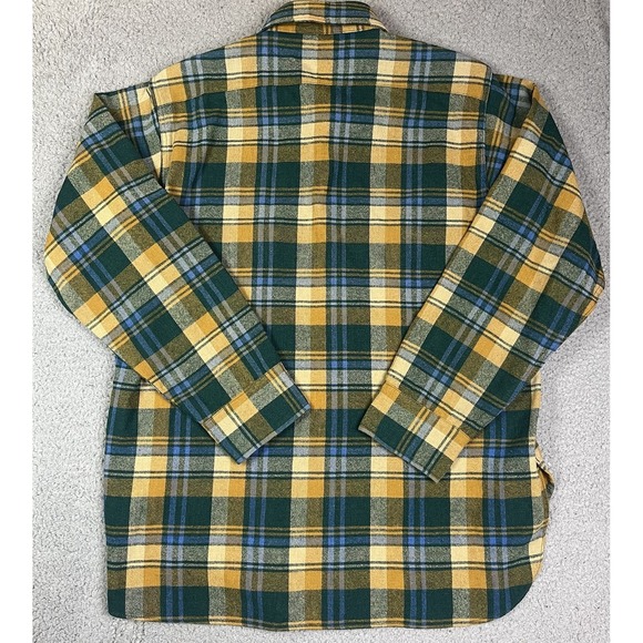 VTG 70s Woolrich Green Yellow Blue Plaid Long Sleeve Shirt USA Made Button Up - Picture 4 of 7